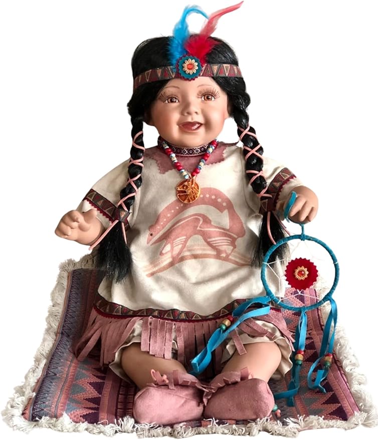 KINNEX COLLECTIONS SINCE 1997 24" Collectible Native American Indian Porcelain Doll D24777 (LATIKA)