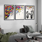 Novatique Graffiti Street Wall Art Banksy Art Wall Decor Street Paintings Artwork Butterfly Colorful Poster Graffiti Art Framed for Living Room Bedroom,16" x 24" x 3Pcs