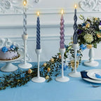 Nuanchu 4 Pcs 7.87 Inch Twisted Taper Candles Wax Unscented Smokeless Spiral Swirl Candlesticks for Wedding Holiday Dinner Party Home Decorations(Blue,Pure)