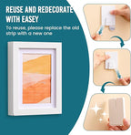 TAILI Picture Hangers 8 Pcs, Damage Free Picture Hangers for Walls，Adhesive Picture Hanging Hooks Without Nails，Art Hanger for Bathroom Kitchen Home Door Closet, Inclue 2 Extra Strips
