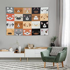 VUMIVI Dog Tapestry Funny Cartoon Pet Patterns Colorful Illustrations Square Animals Tapestry Wall Hanging for Living Room Bedroom Dorm Classroom Aesthetic Decor W90xL60in