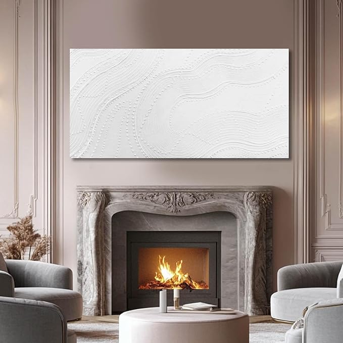 NBAODAN Large Wall Art Modern Canvas Picture Abstract Wall Decor White Line Art for Living Room Neutral Artwork for Office Bedroom 29"x58" Geometric Painting