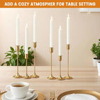 6 Pcs Brass Gold Candle Holders Set, Candelabra Tall Candle Stand, Metal Taper Candlestick Holders for Dining, Table Centerpieces & Vintage Home Decor– Housewarming Gift, Mantel Decor