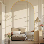 Suidia Arched Full Length Mirror, 76"x44" Floor Mirror Freestanding, Floor Standing Full Body Mirror with Stand for Bedroom, Hanging Leaning Mounted for Living Room Cloakroom, Gold
