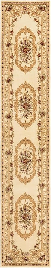 Rugs.com Chateau Collection Rug – 3' x 16' 5 Runner Cream Medium Rug Perfect for Hallways, Entryways