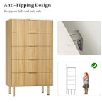 GarveeHome 5 Drawers Dresser for Bedroom, Fluted Dresser Chest of Drawers with Handle, Wood Modern Dressers for Closet, Bedroom Furniture Storage Organizer for Living Room, Hallway