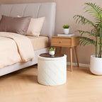 13" Foldable Boucle Round Storage Ottoman,Space-Saving Footrest/Seating/Coffee Table for Small Apartments,Dorms & Bedrooms-White