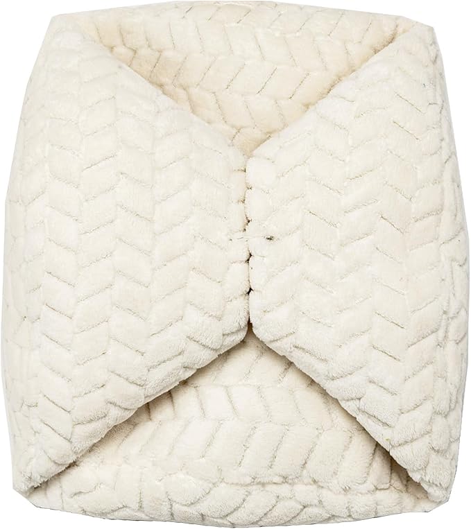 Ottoman Pouf Unstuffed Round Foot Rest Poof Ottoman No Filler Floor Foot Stool with Storage for Living Room Bedroom Ivory Pouf Cover Without Filler