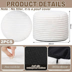 2 Pcs 26 x 18 Inch Unstuffed Pouf Cover Ottoman Foot Rest - No Filler, Faux Rabbit Fur Foot Stool Floor Bean Bag Floor Chair Storage for Living Room Bedroom Home Decor(Beige)