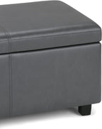 SIMPLIHOME Avalon Storage Ottoman Bench - 48 inch Wide Upholstered Vegan Leather Rectangular Lift-Top Ottoman in Stone Grey, Contemporary Storage Bench for Living Room with High-Density Foam