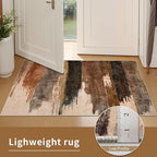 Ciicool Abstract Area Rug Indoor, 4x6 Washable Entryway Rug, Modern Soft Throw Entry Rug with Non-Slip Backing for Bedroom Living Room Entrance Kitchen, Low-Pile Floor Carpet Doormat Brown Black
