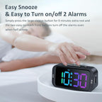 Digital Dual Alarm Clock for Bedroom: RGB Electric Clock with USB Charger for Kids Teens - Dimmable Clock with Weekday Weekend Mode for Bedside Desk