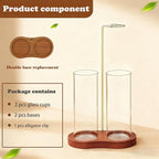 Incense Holder for Sticks 2 in 1 Incense Burner Holder with Storage & Ash Catcher Wooden Base, Glass Vessels, Metal Clip for Meditation, Yoga, Spa, Home & Garden Decor (Two Bases Included)