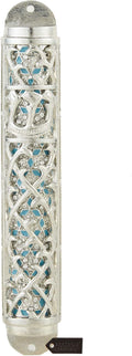Matashi Hand Painted Enamel 7 inch Mezuzah Embellished w/Hebrew Shin and Crystals Home Door Wall Decor Home Décor Jewish Holiday Housewarming Present House Blessing Gift