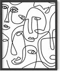 Y2K BOO Abstract Face Pattern UNFRAMED Wall Art Collage of Modern Faces Continuous Line Drawing 16x20 Inch Heavyweight Paper Studio Home Decor