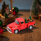 Christmas Red Truck Decor with Xmas Tree and Gifts Bags Little Red Pickup Metal Vehicle Vintage Christmas Decorations Rustic Farmhouse Table Decor Tiered Tray decor kitchen Shelf Decor Home Decor