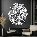 Maclou Koi Metal Wall Art, Fish Metal Wall Decor, Koi Fish Wall Decor, Japanese Art Wall Hangings for Living Room, Bathroom. Bathroom (White,19"x17" / 47x42cm)