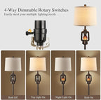63'' Farmhouse Lantern Floor Lamp for Living Room with 2 Light Sources, Rustic Vintage Resin Tall Standing Lamp with Glass Night Light for Bedroom Office Study Room, Bulb Included (Bronze)