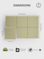 Bumusty Large Cork Board 36" x 24" Alternative - 6 Pack Felt Wall Tiles with 40 Safe Removable Adhesive Tabs, 30 Pushpins, Cork Boards for Walls Pin Board Bulletin Board Office Decor (Olive Green)
