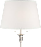 360 Lighting Spenser Transitional Traditional 58" Tall Standing Floor Lamp Skinny Pole Pull Chain Silver Metal Brushed Nickel Finish Living Room Bedroom House Reading Office Home Decor Entryway