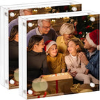 Acrylic Picture Frame 8x8-2 Pack, Clear Double Sided Frameless Photo Frame with Magnetic, Free Standing Desktop Acrylic Frame Display, Lucite Frame with Gift Box Package, 12+12mm Thickness