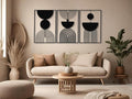 Vailla Boho Minimalist Wall Art, Set of 3 Wooden Wall Decoration, Mid-Century Modern Wall Decor, Large 3D Textured Sculptures, Bohemian Style - Ideal for Living Room, Bedroom, Bathroom