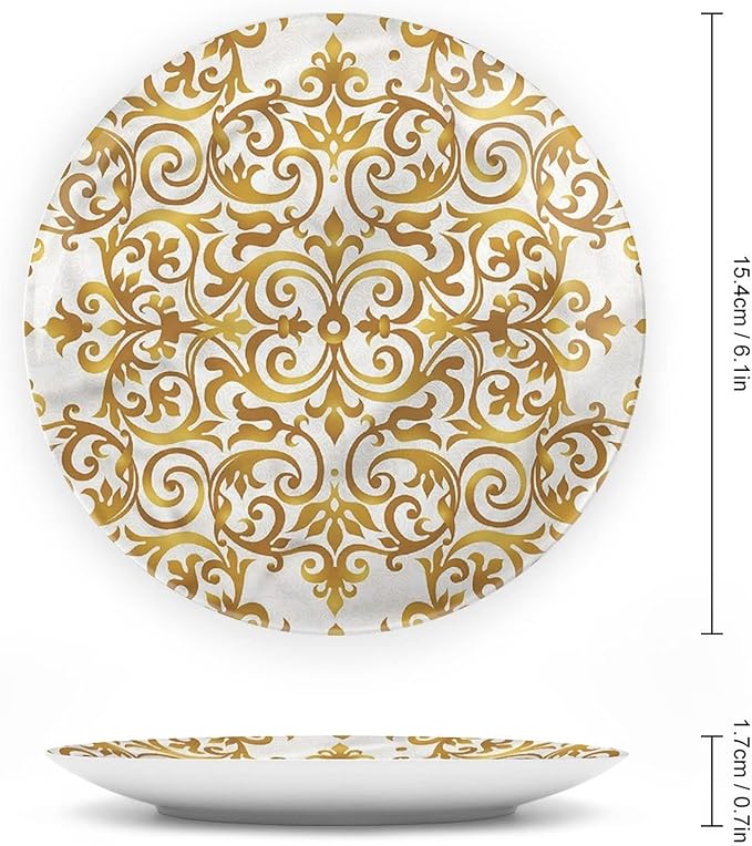 XISUNYA 6 Inch Decorative Plate, Victorian Round Porcelain, Victorian Lace Floral Print Ceramic Wall Hanging Decor Accessory for Dining Table Tabletop Home Decor, Muticolor