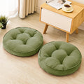 Floor Pillow Set of 2, Memory Foam Floor Cushions for Adults, Large Meditation Pillow for Sitting, 22 x 22 Inches (Round | Green)