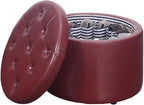 Convenience Concepts Designs4Comfort Round Shoe Ottoman, Burgundy