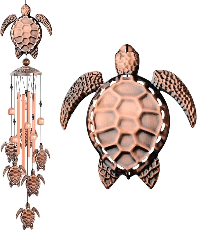 Sea Turtle Wind Chimes, Gifts for Mom Grandma Women, Outdoor Garden Patio Decor, with S Hook Indoor Outdoor Turtles Wind Chime for Outside, Turtles Gifts