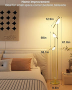 Lightdot Gold Floor Lamp for Living Room Modern Mid Century Standing Light with 3 Adjustable LED Bird Lights for Wedding Party Unique Tall Floor Lamp for Bedroom Kids Room/Sofa Beside/Corner Decor