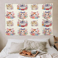 VUMIVI Watercolor Flower Cat Tapestry Colorful Cartoon Cute Animals Butterflies Abstract Art Print Tapestry Wall Hanging for Living Room Bedroom Dorm Classroom Aesthetic Decor W60xL40in