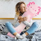 Mewaii Long Axolotl Plush 5 Sizes, 120% Extra Filling Giant Plushness Kids Body Pillow, Kawaii Cute Pink Axolotl Stuffed Animals Plushies, Big Long Body Pillow Cat Plush Gift for Girls 44”