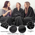 Newwiee 24 Pcs Fleece Throw Blankets Bulk 50'' x 60'' Oeko-tex Standard 100 Certified Spring Outdoor Wedding Guest Blankets Lightweight for Sleepover Donation Lap Pet Sofa Home (Black)