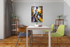 zoinart Hand Painted Modern 3D Oil Paintings on Canvas Wall Art 28x40 Inches Fiddler Girl Abstract Vertical Wall Art Large Framed Artwork for Home Decorations Wall Decor