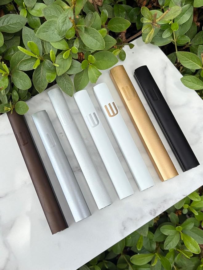A&S Mezuzot Mezuza Aluminum Waterproof Case Peel & Stick Easy Installation Home Blessing (White+ Gold Shin, 6inch)