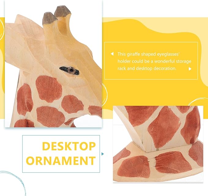 TIDTALEO Giraffe Design Eyewear Display Rack Wooden Eyeglasses Holder Desktop Sunglasses Stand Home Decor Organizer for Glasses Storage