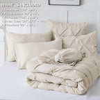 CozyLux California King Comforter Set Beige - 7 Pieces Cal King Bed in A Bag Gift for Family, Pinch Pleat Bedding Sets with All Season Comforter, Sheets, Pillowcases & Shams