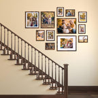 Lyeasw 8x10 Picture Frame 15 Pack, Display Pictures 8x10 with Mat or 9x11 without Mat, Brown Rustic Bulk Photo Frames for Wall or Tabletop