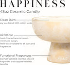 Blueme Happiness Candle | Yuzu & Ginger | 6 Wick - Refillable Wellness Candle with Essential Oils, Hand Finished & Poured Soy Wax Blend Ceramic Vessel, Natural Cotton Wicks | Giant 45 oz