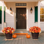 Artificial Fake Fall Flowers for Outdoor Decor 8 Bundles UV Resistant Artificial Plants Outdoor Look Real Faux Silk Autumn Flowers for Porch Planters Garden Yard Decorations