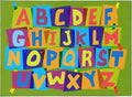 Booooom Jackson Classroom Rug Elementary 6’7'’ x 9', ABC Classroom Carpet Green Preshool Rugs for School, Classroom Area Rug Educational Carpet with Alphabet Non-Slip Backing,