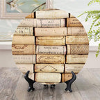 Ceramic Display Plate, Winery Ceramic Hanging Decorative Plate, Different Wine Corks Arranged in Line Collections, 6 Inch, Living Room Kitchen Decoration Household, Ivory Pale Brown