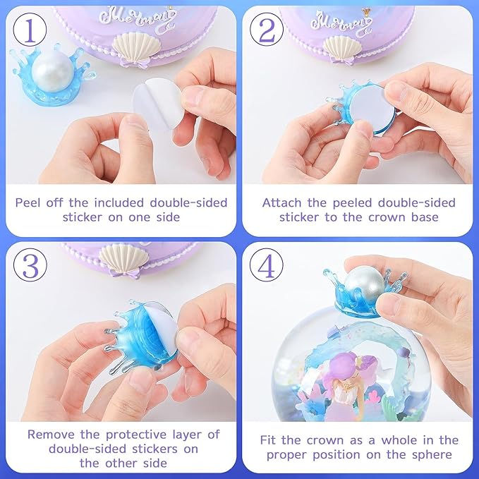 BREIS Snow Globe,3.15 Inch Mermaid Music Snow Globes with Automatic Snowflake LED Lights,Unique Birthday Christmas Valentine's Day Gift for Girls Kids Adults Home Decorations