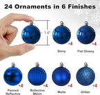 Royal Blue 1.6" Small Christmas Balls Christmas Tree Decoration Ornaments Shatterproof Hanging Balls for Birthday Halloween Holiday Wedding Decorations Set of 24pcs