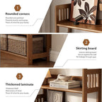 4 Tier Solid Wood Open Shelf Bookcase,Modern Wooden Display Bookshelf,Farmhouse Wide Bookshelves, Freestanding Storage Cabinet for Study Room Office Living Room sunroom
