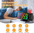 Projection Alarm Clock for Bedroom, Digital Smart Clock with 180° Rotatable Projector, 3 Level Brightness Dimmer, Clear LED Color Display, Digital Alarm Clock for Bedroom