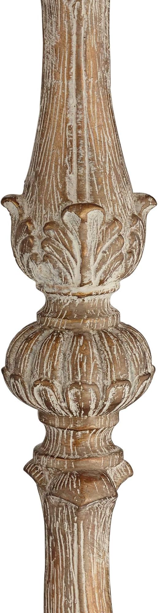 Barnes and Ivy Duval French Vintage Traditional Standing Floor Lamp 63.5" Tall Distressed Candlestick Crystal Glass Beading Cream Bell Shade Decor for Living Room Reading House Bedroom Home