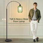 COTTHOS Glass Floor Lamp for Living Room, Modern Standing Lamp with Ribbed Glass Lampshade Marble Base, 68” Tall Lamp with Remote Control and Pedal Switch for Bedroom(6000K LED Bulb Included)