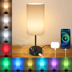 Unicozin 17Inch Table Lamp, 3 CCT 3000K/4500K/6500K & RGB Color Changing, Stepless Dimmable Bedside Lamp for Reading, Ambience Nightstand Light for Home Decor Party, White Shade